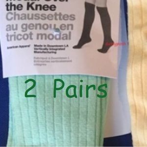 American Apparel Mint Over Knee Sock Ribbed Boot 2 Pair Cotton Discontinued